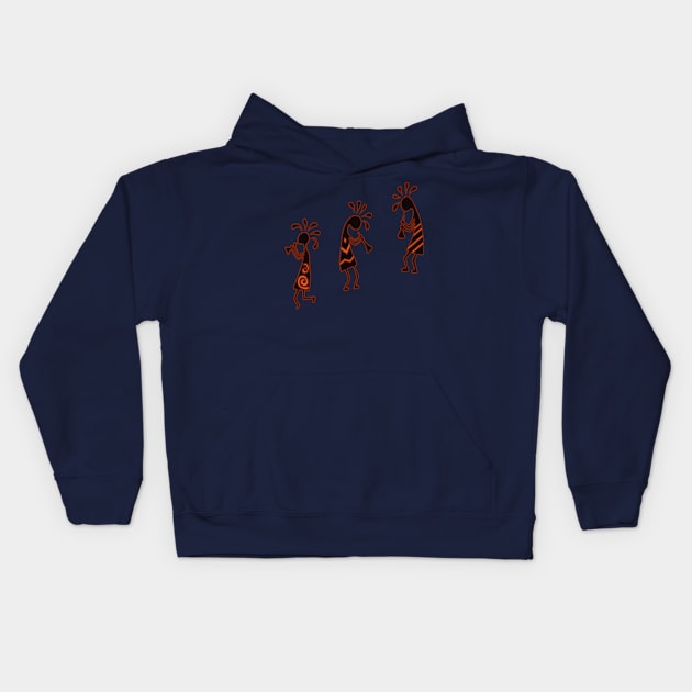 Arizona Kokopelli Tribal Flute Players Kids Hoodie by taiche